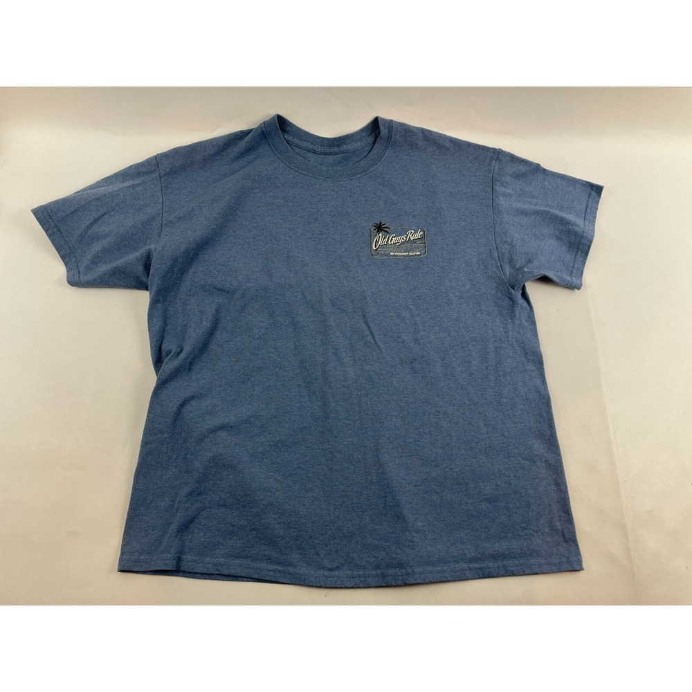 Old Guys Rule T-Shirt Men's Size L Blue Short Sleeve Round Neck Graphic print